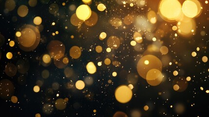 Poster - Shimmering gold bokeh lights on a dark festive backdrop