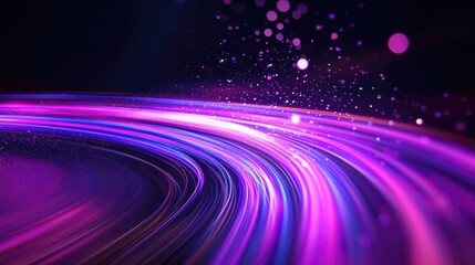 Poster - Vibrant purple light streaks against a dark backdrop featuring dynamic trails and sparkling particles