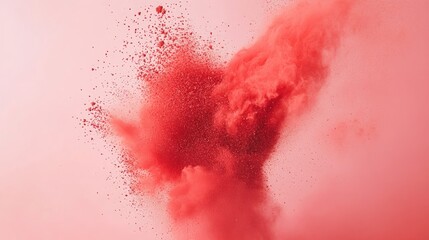 Poster - Vibrant red powder bursts against a soft pink backdrop