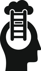 Poster - conceptual illustration of career path, personal growth, and success, featuring a ladder leading to 