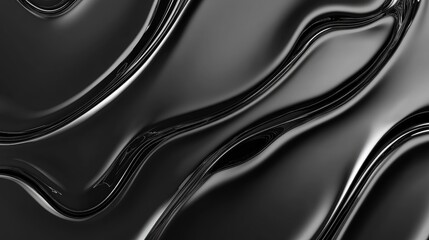Poster - dark metallic monochrome gradient with silver liquid trendy blurry wallpaper in black 2d cartoon ill