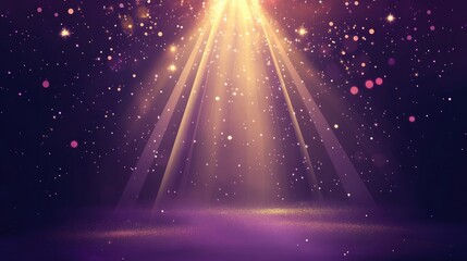 Poster - Glow light effect in a 2D cartoon illustration with festive elements and sparkling dust