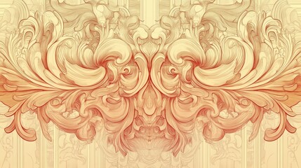 Poster - Intricate hand drawn sketch of an abstract baroque design element 2D cartoon illustration in a vintage style for decorative printing and design purposes