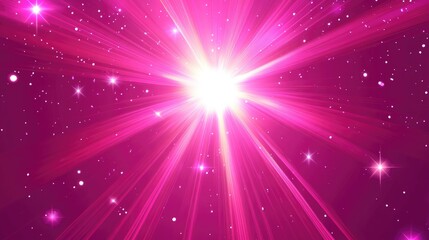Poster - Vibrant pink light radiates with a glowing effect Shining star with a transparent gradient and bright flash 2D cartoon style illustration