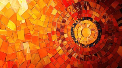 Poster - Orange mosaic emblem on a vibrant background