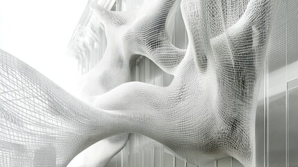 Poster - Abstract design featuring a contemporary architectural wireframe structure