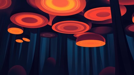 Poster - Abstract 2D cartoon illustration featuring a backdrop of circular shapes