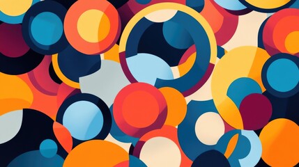 Poster - Abstract 2D cartoon illustration featuring a backdrop of circular shapes