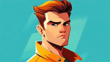 Poster - 2D cartoon illustration of a male character in a portrait style
