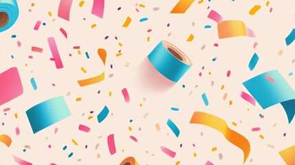 Poster - Illustration featuring tape and colorful confetti