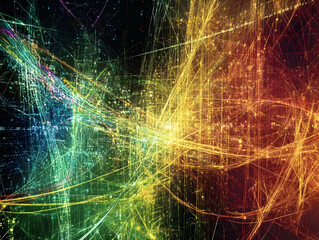 Poster - Vibrant abstract lines and lights create a dynamic backdrop full of energy and color, perfect for creative projects.