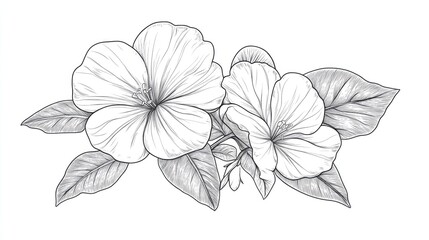 Poster - 2D cartoon illustration of an isolated line drawing of a primrose flower representing themes of spring and summer