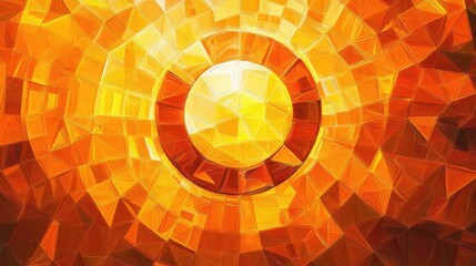Poster - Orange mosaic emblem on a vibrant background