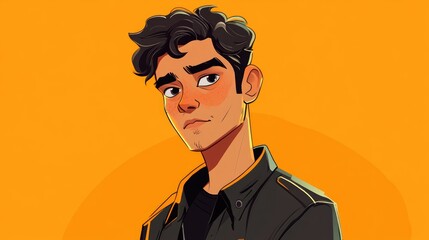 Poster - 2D cartoon illustration of a male character in a portrait style