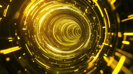 Poster - panoramic concept of high speed technology featuring an abstract background with neon yellow lines a