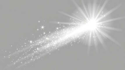 Poster - White sparks and golden stars create a shimmering light effect 2D cartoon illustration of sparkles on a transparent background Abstract festive pattern with sparkling magic dust particles