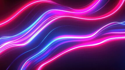 Poster - Dynamic Neon Light Motion Flowing Glowing Lines Abstract Futuristic Design Minimalist Modern 3D Effect Tech inspired Cartoon Illustration