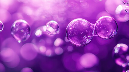 Poster - Bubbles floating against a vibrant purple backdrop