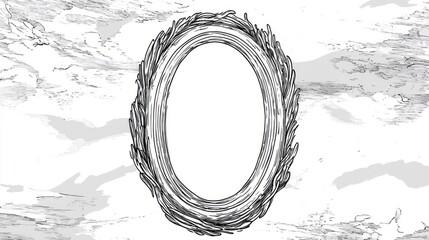  - Hand drawn outline illustration of an oval vertical frame