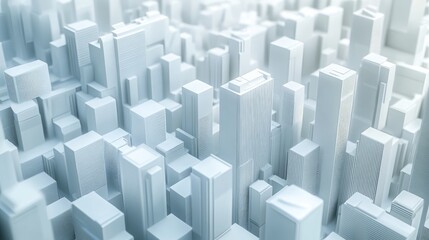 Poster - Abstract 3D illustration of architectural elements in a cityscape