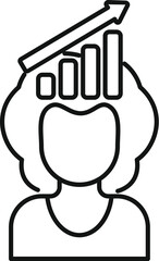 Poster - Line drawing of a businesswoman showing increased performance with growing bar chart and upward arrow