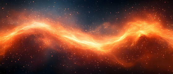 Wall Mural - A vibrant cosmic scene featuring swirling fiery clouds and stars, representing the beauty of the universe.