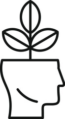 Poster - minimalist line art of a plant growing inside a human head, representing personal growth, creativity