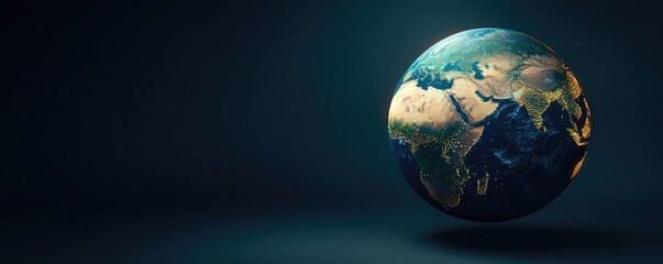 Poster - Globe on a dark background, showcasing continents and oceans in vibrant colors.