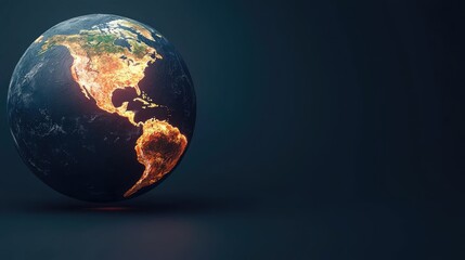 Poster - Globe with illuminated continents against a dark backdrop