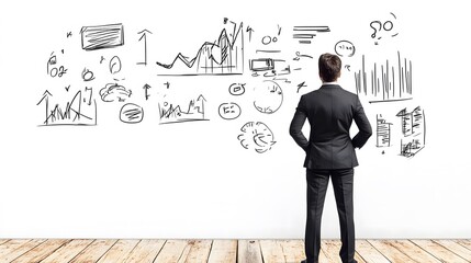 Poster - Businessman Analyzing Growth Concepts on Whiteboard