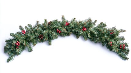 Wall Mural - Christmas garland with red berries and pinecones