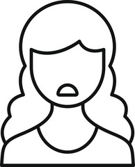 Poster - Line drawing of a sad girl with long wavy hair expressing disappointment