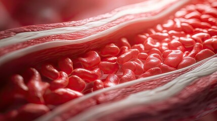 Poster - Close-up view of blood vessels with red cells, detailed and vivid representation.