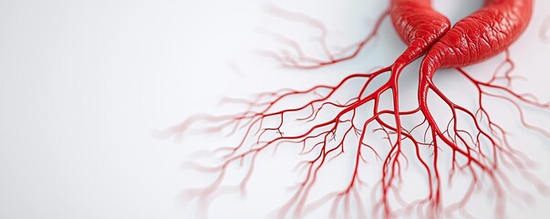 Poster - Red vascular structure, white isolated background