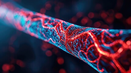 Poster - Abstract representation of a DNA strand with glowing red and blue elements.