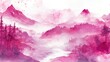 © AbstractAI - Raspberry Watercolor Design with Red Craft Paper and Pink Delicate Landscape Neon Wet Layout featuring a Wine Unicorn Theme Magenta Japanese Flow and a White Banner Violet Raspberry Watercolor Acc