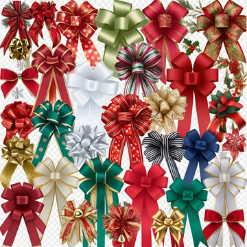 colors full Christmas Gift Pull Bows Ribbons ai genrative