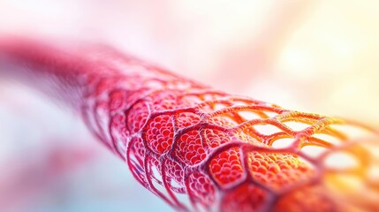 Poster - Close-up of vibrant red cellular structure on a white isolated background.