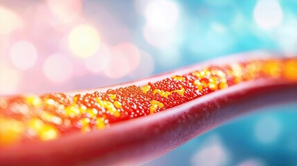 Poster - Close-up of a vibrant, flowing substance with colorful bokeh background.