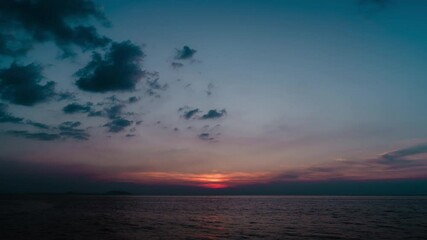 Wall Mural - 4k aerial of cloud with sunset sky background in thailand,cloudscape time lapse background dark red 