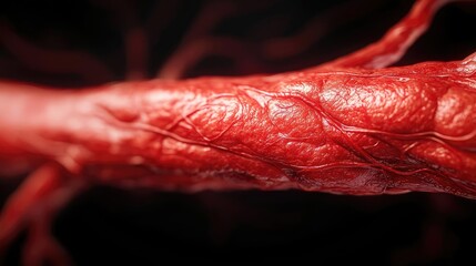 Poster - Detailed close-up of human blood vessel, showcasing texture and color contrast.