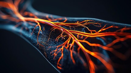 Poster - Abstract representation of flowing energy, vibrant red and orange lines.