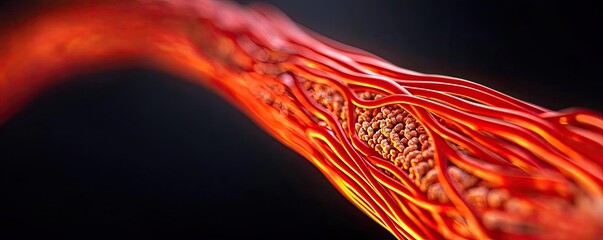 Poster - Close-up of a vibrant, intricate vascular structure against a dark background.