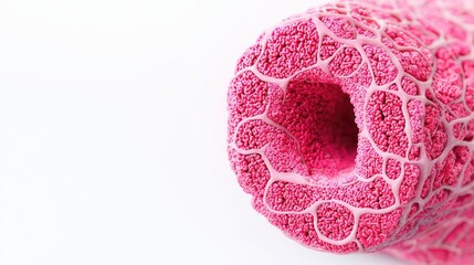 Poster - Microscopic image of a pink cell structure on a white background.