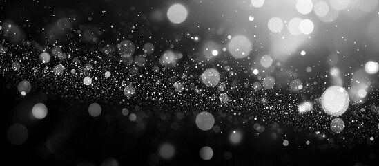 Poster - White Gray Blurred Bokeh Lights On Black Background Glitter Sparkle Stars For Celebrate Overlay For Your Design