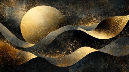 Poster - Abstract design featuring metallic gold textures and shapes conveying a versatile and luxurious aesthetic