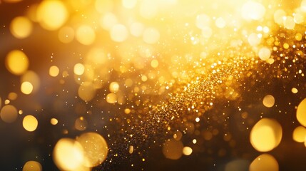Poster - Shimmering blurred background with sparkling gold particles and reflections