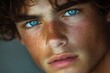 © kardaska - Portrait of teen boy showing freckles and bright blue eyes