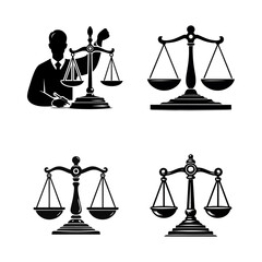 Wall Mural - justice scale icon silhouette black white