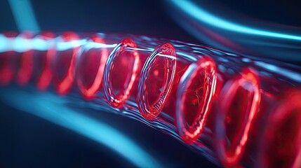 Poster - Abstract red glowing tubes against a dark background, vibrant and dynamic design.